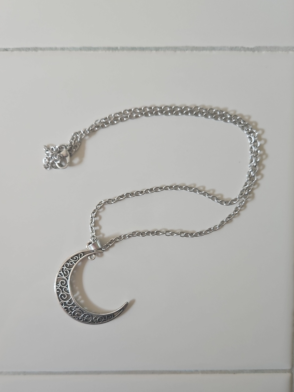 Silver Moon Crescent Pendant Necklace - Women Jewelry